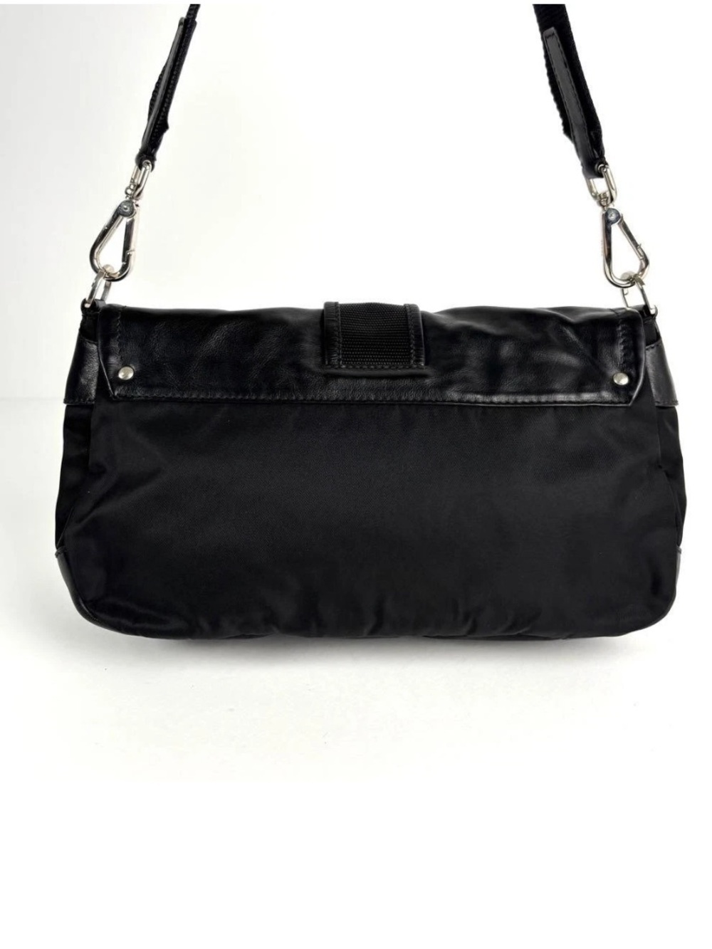 Prada Black Leather and Nylon shoulder Bag with Buckle Strap! Offers welcome - Picture 6 of 16